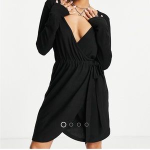 NWT! NA-KD knitted mini dress black S small wrap soft holiday occasion